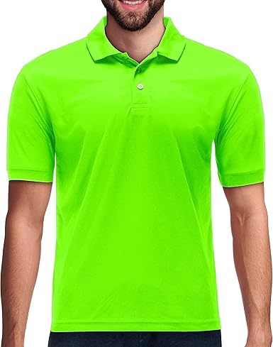 Men's High Moisture Wicking Polo T Shirts Safety Green